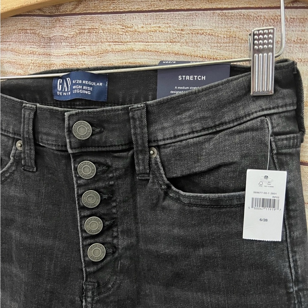 Gap Denim High Rise leggings Black Jeans 6/28 - Picture 3 of 7